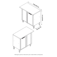 Balcão Canto Direito/Esquerdo 1 Porta Imperatriz 100% MDF - Nesher - comprar online