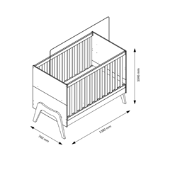 Berço Guti 100% MDF, 5 em 1 - Peroba