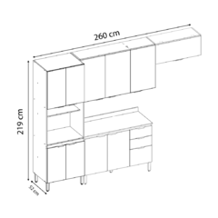 Cozinha Firenze 4 módulos - Espaço para Refrigerador, Estrutura em MDP - Demobile - EletromoveisClauro