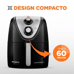 Imagem do Fritadeira Air Fryer Mondial 5 litros AFN50 - Timer 60min, Luz indicadora, 1900W, Cesto Quadrado