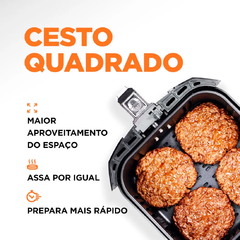 Fritadeira Air Fryer Mondial 5 litros AFN50 - Timer 60min, Luz indicadora, 1900W, Cesto Quadrado - EletromoveisClauro