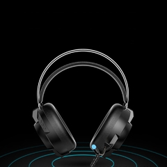 Imagem do Fones de ouvido de jogos com fio com luz led microfone virtual 7.1 com cancelamento de ruído vibração fone de para pc gamer