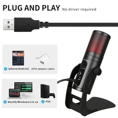 Microfone USB Para Gravação, Microfone Para PC/PS4/Mac, Dois Padrões de Captura para Voz, Jogos, Asmr, Zoom-class DSU20 - comprar online