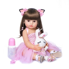 Grande promoção para presente de brinquedo de silicone de corpo inteiro de princesa rosa menina criança renascida 55 cm