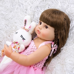 Imagem do Grande promoção para presente de brinquedo de silicone de corpo inteiro de princesa rosa menina criança renascida 55 cm