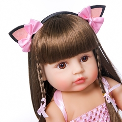 Grande promoção para presente de brinquedo de silicone de corpo inteiro de princesa rosa menina criança renascida 55 cm na internet