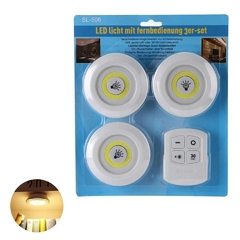 Kit 3 Lâmpada Luminária Led Spot Sem Fio Controle Remoto Iluminação Casa Jardim Armário - EletromoveisClauro