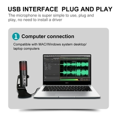 Microfone USB Para Gravação, Microfone Para PC/PS4/Mac, Dois Padrões de Captura para Voz, Jogos, Asmr, Zoom-class DSU20 - EletromoveisClauro