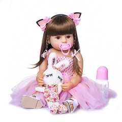 Grande promoção para presente de brinquedo de silicone de corpo inteiro de princesa rosa menina criança renascida 55 cm