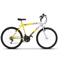 Imagem do Bicicleta Aro 26 Masculina Bicolor 18 Marchas Aço Carbono Ultra Bikes - Amarelo+Branco
