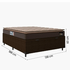 Cama Box Baú Casal Colchão Espuma D33 Pillow Top Millenium 138x188x60cm Marrom Hellen - Suporta até 120kg por Pessoa - loja online