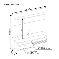 Painel NT1100 com Nicho, 1 Porta Deslizante, para Tvs até 60 - Notável - EletromoveisClauro