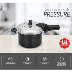 Panela de Pressão Pressure 4,2 Litros Preto - Panela em Alumínio - Brinox - EletromoveisClauro