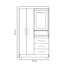 Imagem do Roupeiro NT5170 - Estrutura em MDP, Pintura U.V, Porta Articulada, Corrediça Metálica - Notável