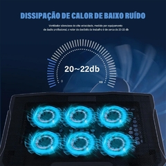 Suporte de resfriamento para laptop de jogos com seis ventiladores 2 USB 2400 RPM suporte para laptop ajustável - comprar online