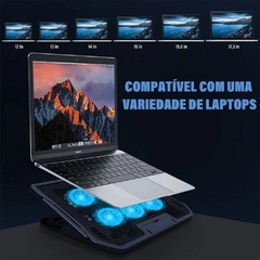Suporte de resfriamento para laptop para laptop para jogos, seis ventiladores, duas portas USB, 2400 RPM, suporte para notebook ajustável para laptop - EletromoveisClauro