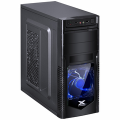 GABINETE GAMER ORION COM JANELA FRONTAL EM ACRÍLICO PRETO COM FRENTE 120MM LED AZUL