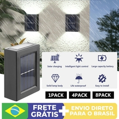 Lâmpadas de decoração de jardim à prova d'água LED solar inteligente para varanda pátio luz de parede de rua para jardim lâmpada solar ao ar livre - EletromoveisClauro