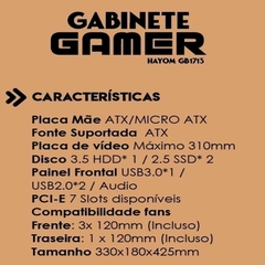 Gabinete Gamer Mid Tower ATX Hayom com 4 Ventiladores RGB - GB1713 - EletromoveisClauro