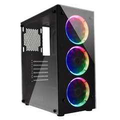 Gabinete Gamer Mid Tower ATX Evus Preto com 3 Ventiladores RGB