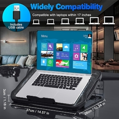 Suporte de resfriamento para laptop para laptop para jogos, seis ventiladores, duas portas USB, 2400 RPM, suporte para notebook ajustável para laptop - comprar online