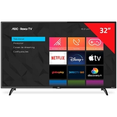 Smart TV LED 32” HD AOC Roku 32S5195/78 com Wi-fi, Controle Remoto com atalhos