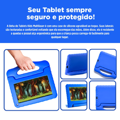 Tablet Multilaser 7" Kid Pad Wi-Fi 32GB NB392 Azul, Bluetooth, RAM 2GB, Câmera Frontal 2MP - EletromoveisClauro