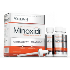 Foligain 5% original caixa selada 3 frascos para crescimento capilar, óleo anti-queda para todos os tipos de cabelo