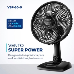 Ventilador de Mesa 30cm Mondial Super Power VSP-30-B 6 Pás 3 Velocidades Preto na internet