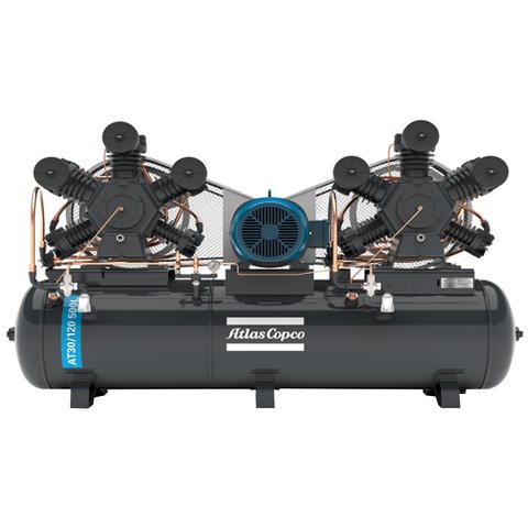 Compressor de Ar Premium Atlas Copco - AT30/120 - 30 HP - Pressão 175 psi - 500 litros - 120 pés - IP 55 - Motor Fechado