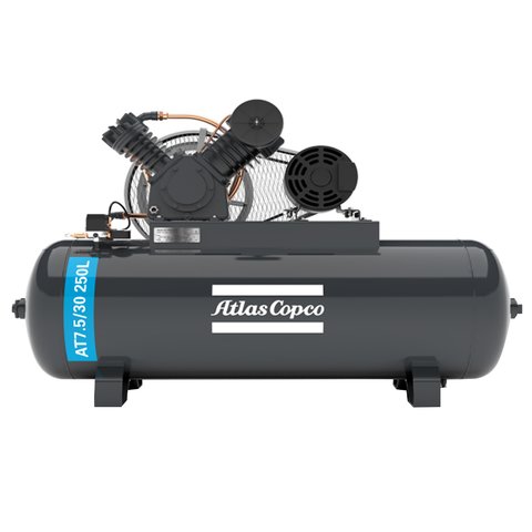 Compressor de Ar Premium Atlas Copco - AT7.5/30 - 7.5 HP - Pressão 175 psi - 250 litros - 30 pés - 220/380V Trifásico