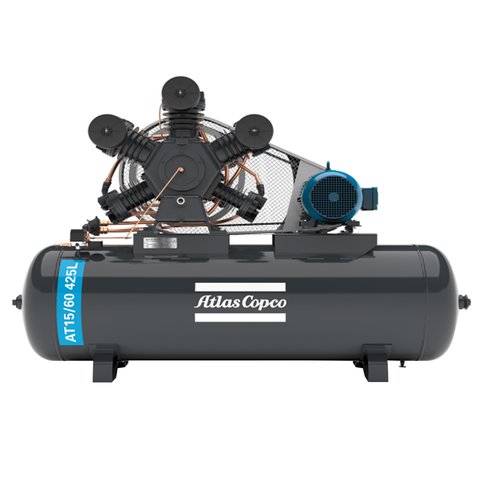 Compressor de Ar Premium Atlas Copco - AT15/60 - 15 HP - Pressão 175 psi - 425 litros - 60 pés - IP 21 - Motor Aberto