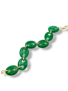 Pulseira de Jades e peças em ouro 18k