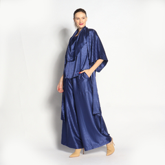 Kimono Curto | Seda Jacquard | Marinho na internet