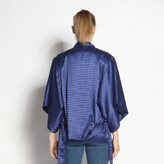 Kimono Curto | Seda Jacquard | Marinho - loja online