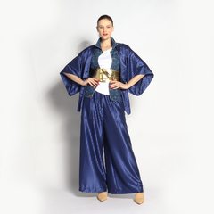 Imagem do Kimono Curto | Seda Jacquard | Marinho