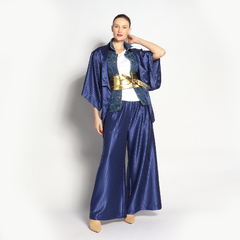 Kimono Curto | Seda Jacquard | Marinho - comprar online
