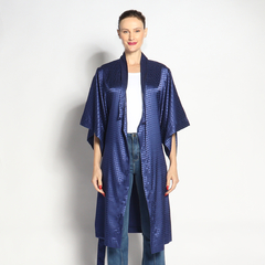 Kimono Longo | Seda Jacquard | Marinho - loja online