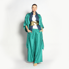 Kimono Longo | Seda Jacquard | Verde - comprar online