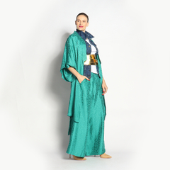 Kimono Longo | Seda Jacquard | Verde na internet