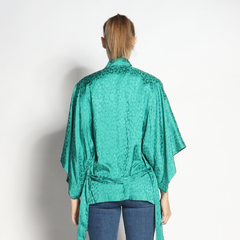 Kimono Curto | Seda Jacquard | Verde - comprar online
