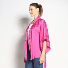 Kimono Curto | Seda Jacquard | Rosa - loja online