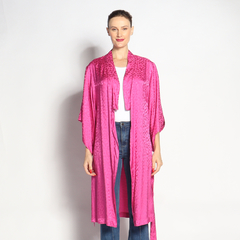 Kimono Longo | Seda Jacquard | Rosa - loja online