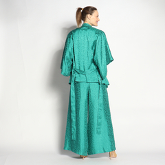 Kimono Curto | Seda Jacquard | Verde na internet