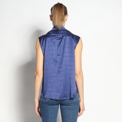 Blusa Gode | Seda Jacquard | Marinho - loja online