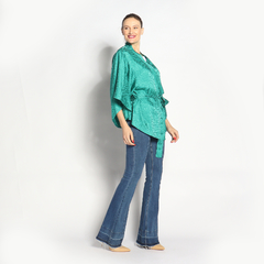 Kimono Curto | Seda Jacquard | Verde - Loja Fause Haten | Moda Masculina e Feminina | Vestuário e Jóias