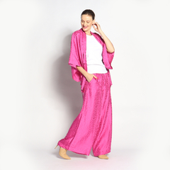 Kimono Curto | Seda Jacquard | Rosa - comprar online