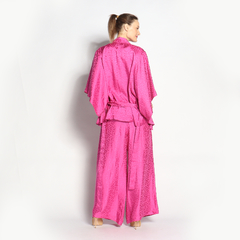Kimono Curto | Seda Jacquard | Rosa na internet