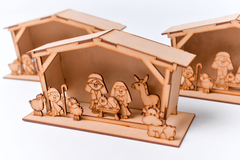 Pesebre simple 3D nacimiento (16cm x 18cm x 11cm) - Maderitas Argentina