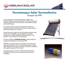 Termotanque Solar Hissuma Termosifónico 100l + Kit Electrico - comprar online